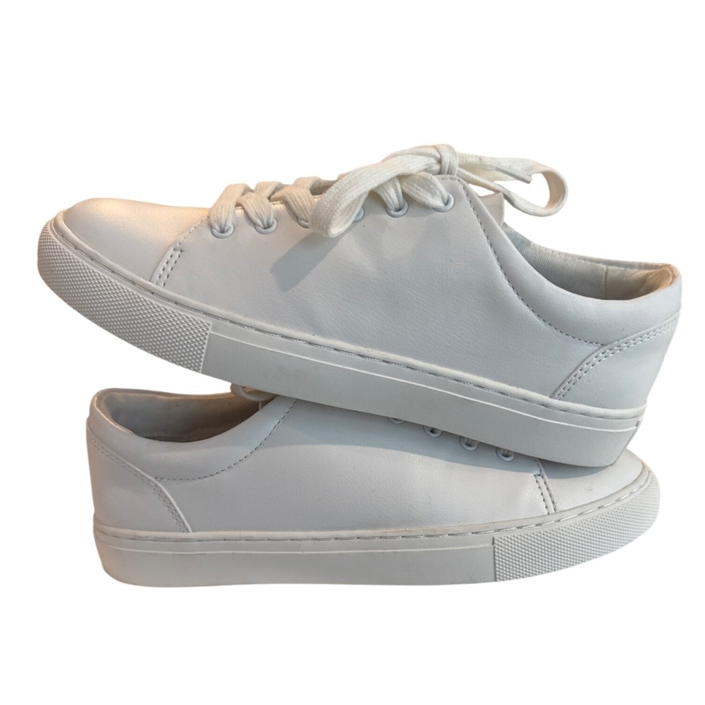 J.‎ Crew White Leather Lace Up Low Top Sneakers Women's Size 6 BC186 - Picture 4 of 6